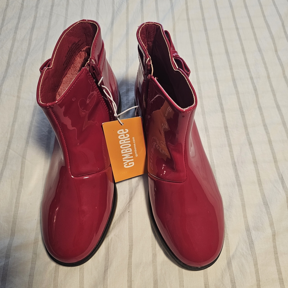 Gymboree Girls Glossy Red Ankle Booties